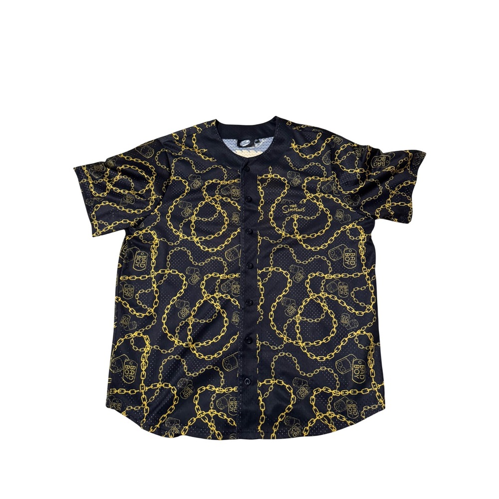 The Simpsons Bad Boy Bart Simpson Baseball Jersey Mesh Black Gold XL Mens